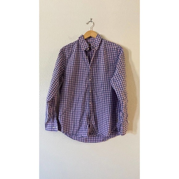Rainforest Men's Sz L Gingham Check Button Down Shirt Modern Classic Long Sleeve - Picture 2 of 10